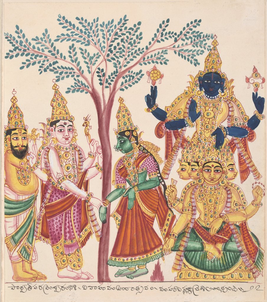 Detail of The marriage of Shiva and Parvati with attendant deities by Anonymous