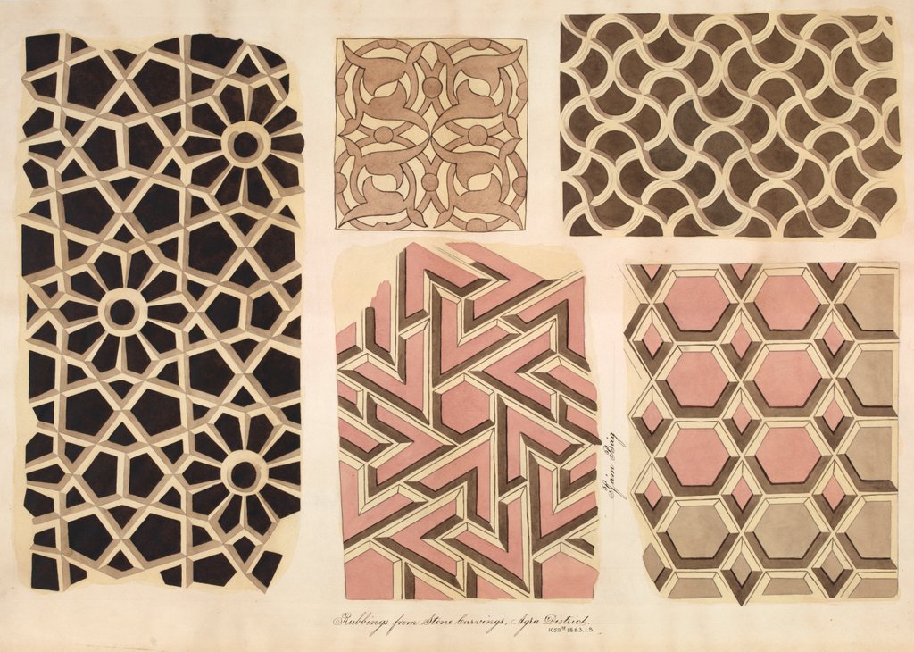 Detail of Architectural drawings of ornamental stone carvings on monuments in Fatehpur Sikri and Sikandra by Anonymous