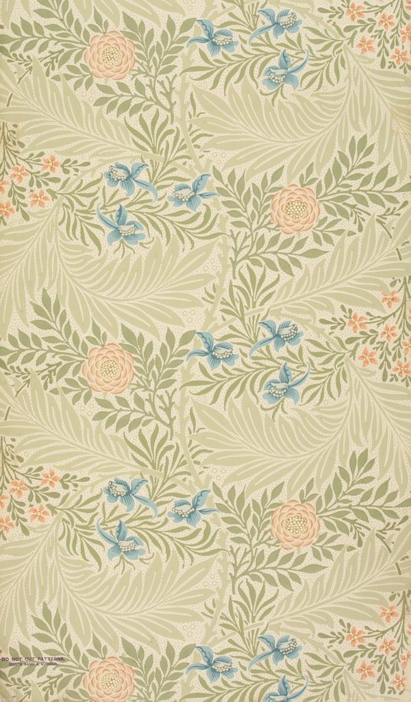 Detail of Larkspur wallpaper by William Morris