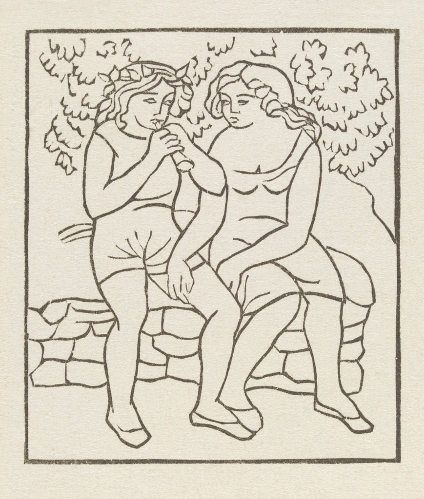 Detail of A piper and a girl sitting in the garden by Aristide Maillol