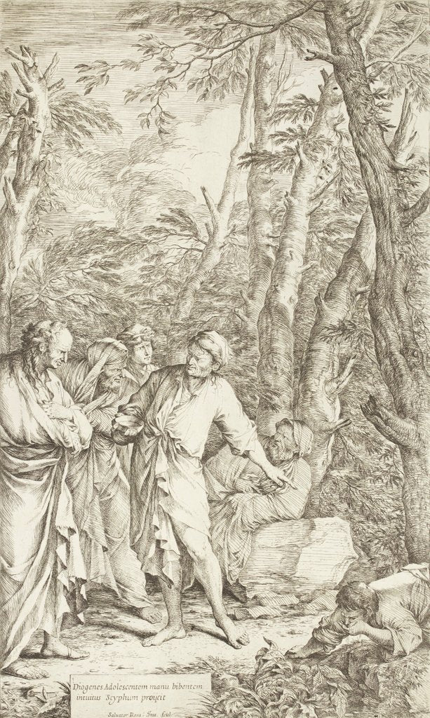 Detail of Diogenes casting away his bowl by Salvator Rosa