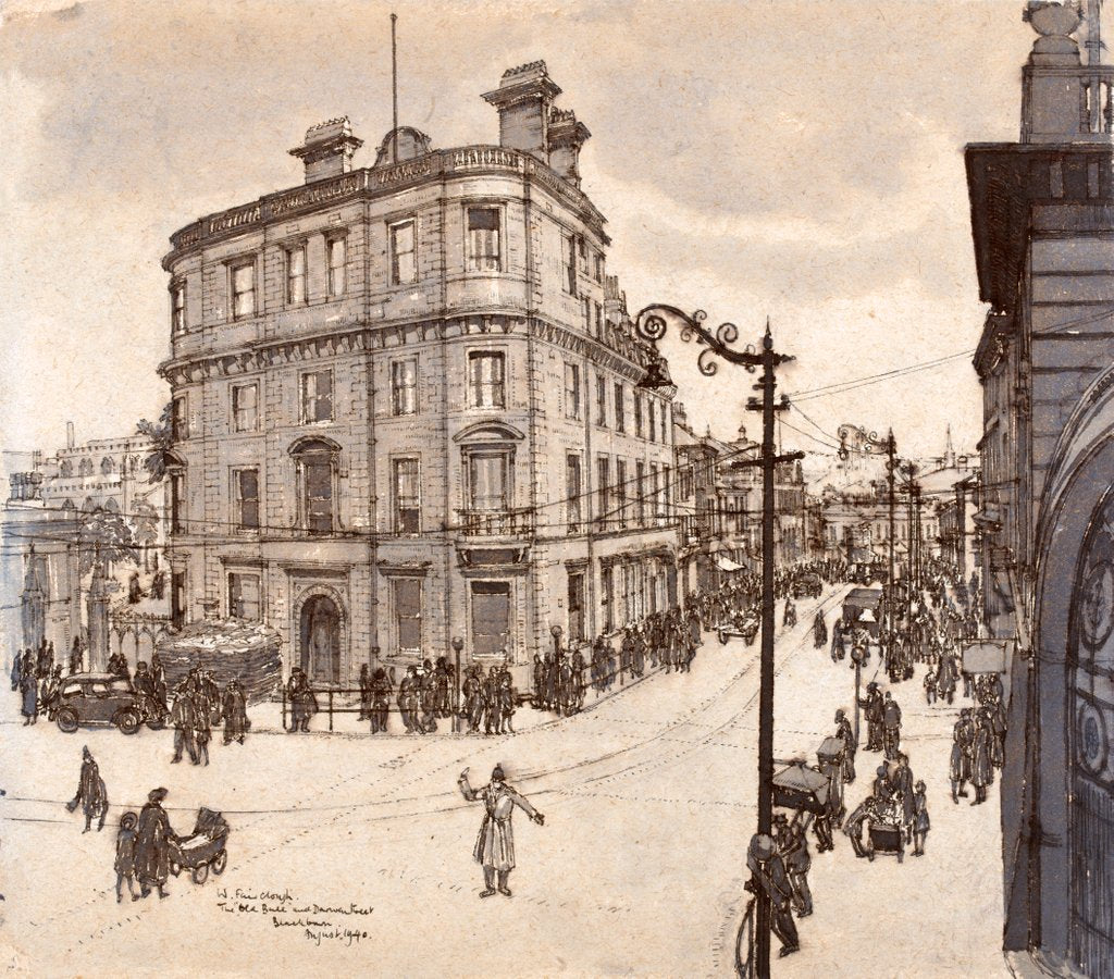 Detail of The Old Bull and Darwen Street, Blackburn by Wilfred Fairclough