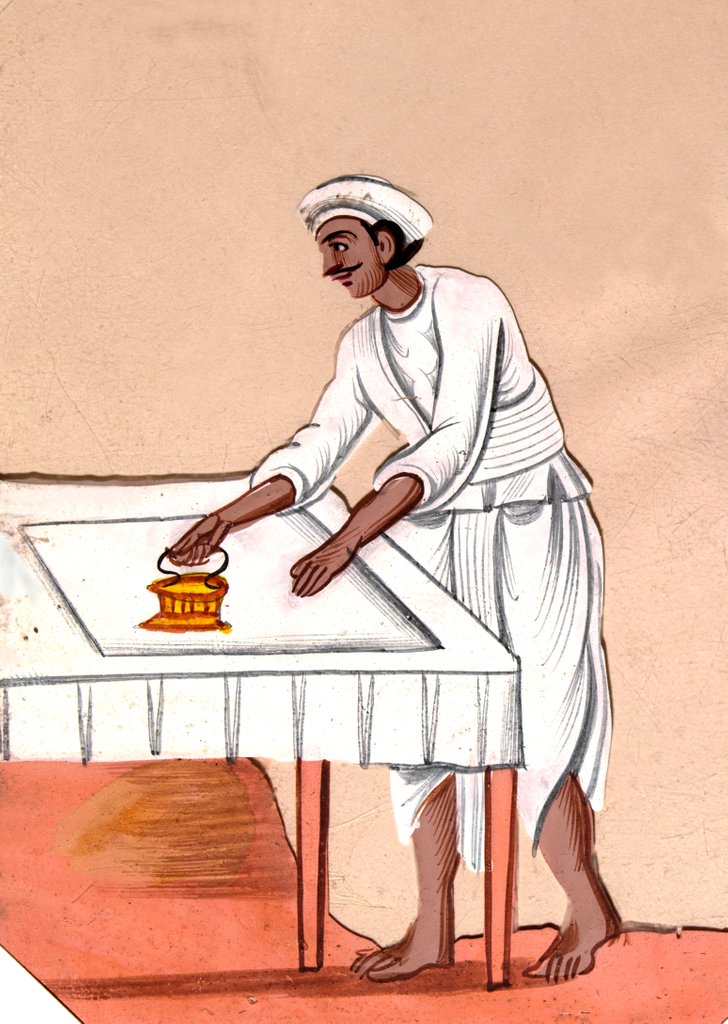 Detail of A dhobi ironing by Unknown
