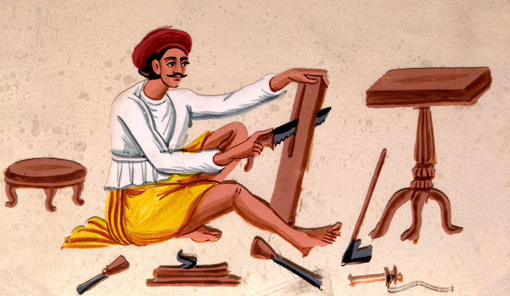Detail of Carpenter at work by Unknown