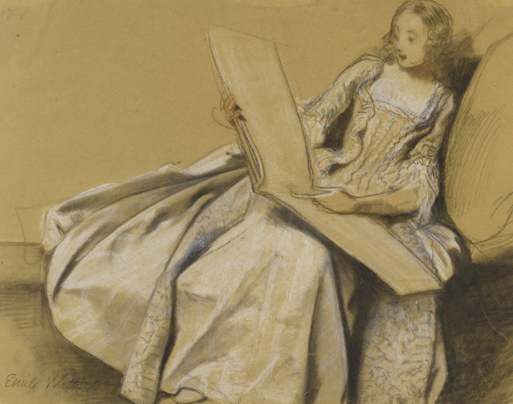 Detail of Study of a girl reclining on a sofa by Charles Emile Wattier