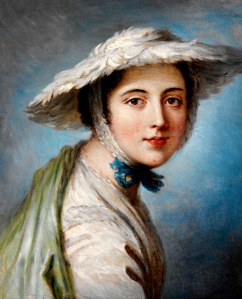 Detail of Head of a Girl Wearing a White Hat by William Hoare