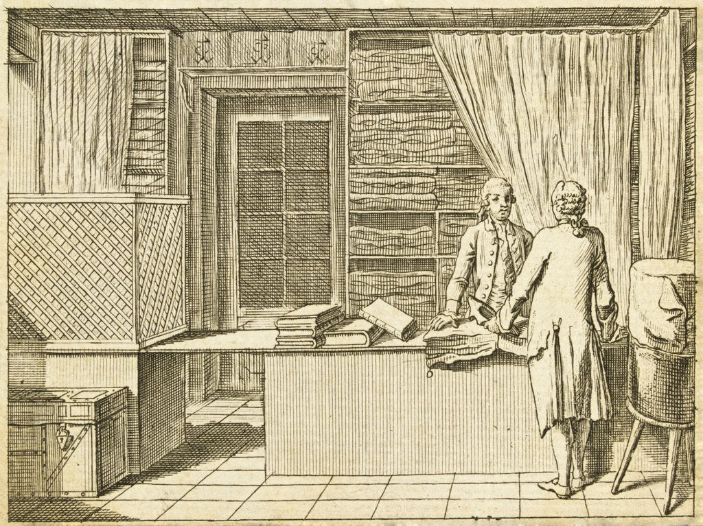 Detail of Illustration of a draperÕs shop by Daniel Chodowiecki