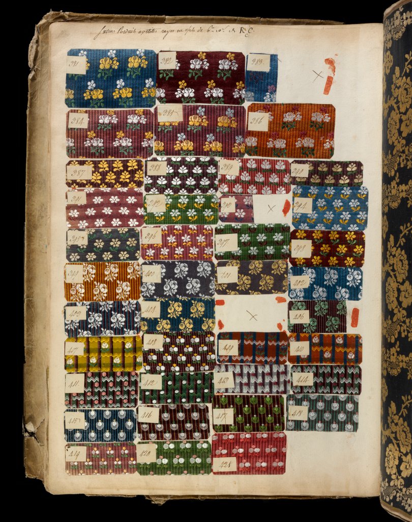Detail of Small squares of samples of dress silk by Unknown