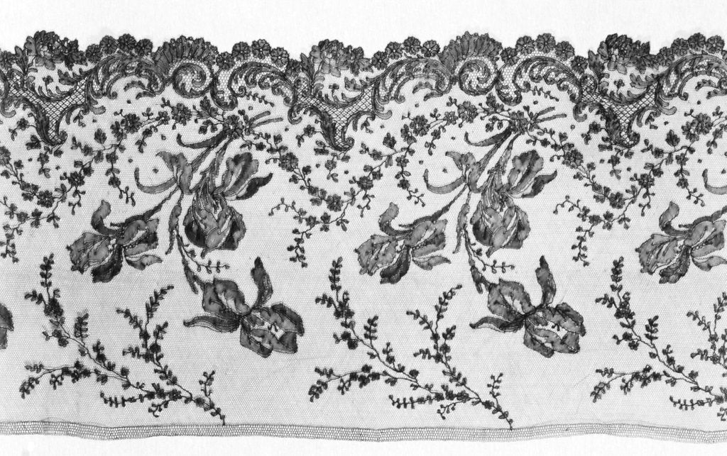 Detail of Lace with design of irises by Anonymous