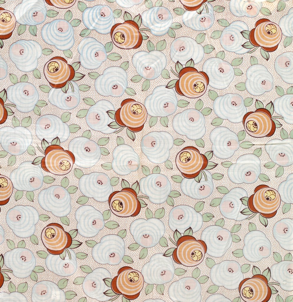 Detail of Dress fabric with stylised roses by Unknown