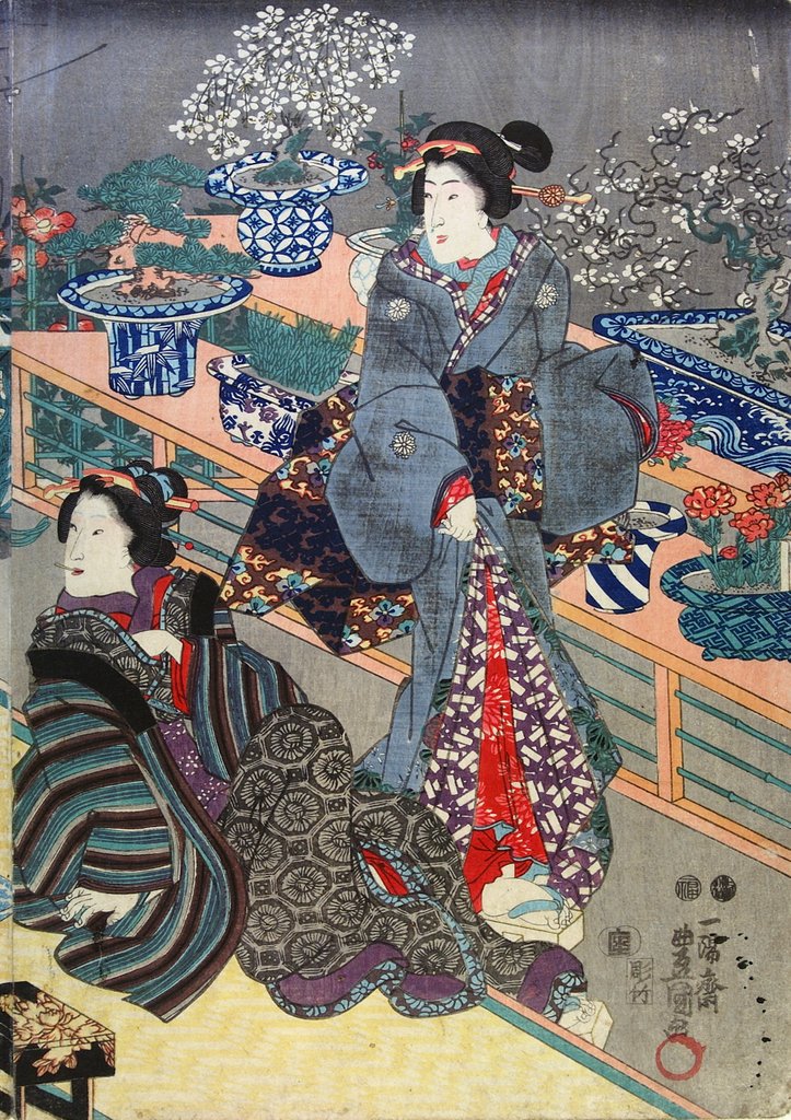 Detail of Women at the greenhouse by Utagawa Kunisada I