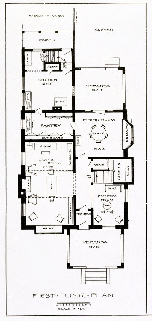 Detail of A Craftsman House depicting a first floor plan by Anonymous