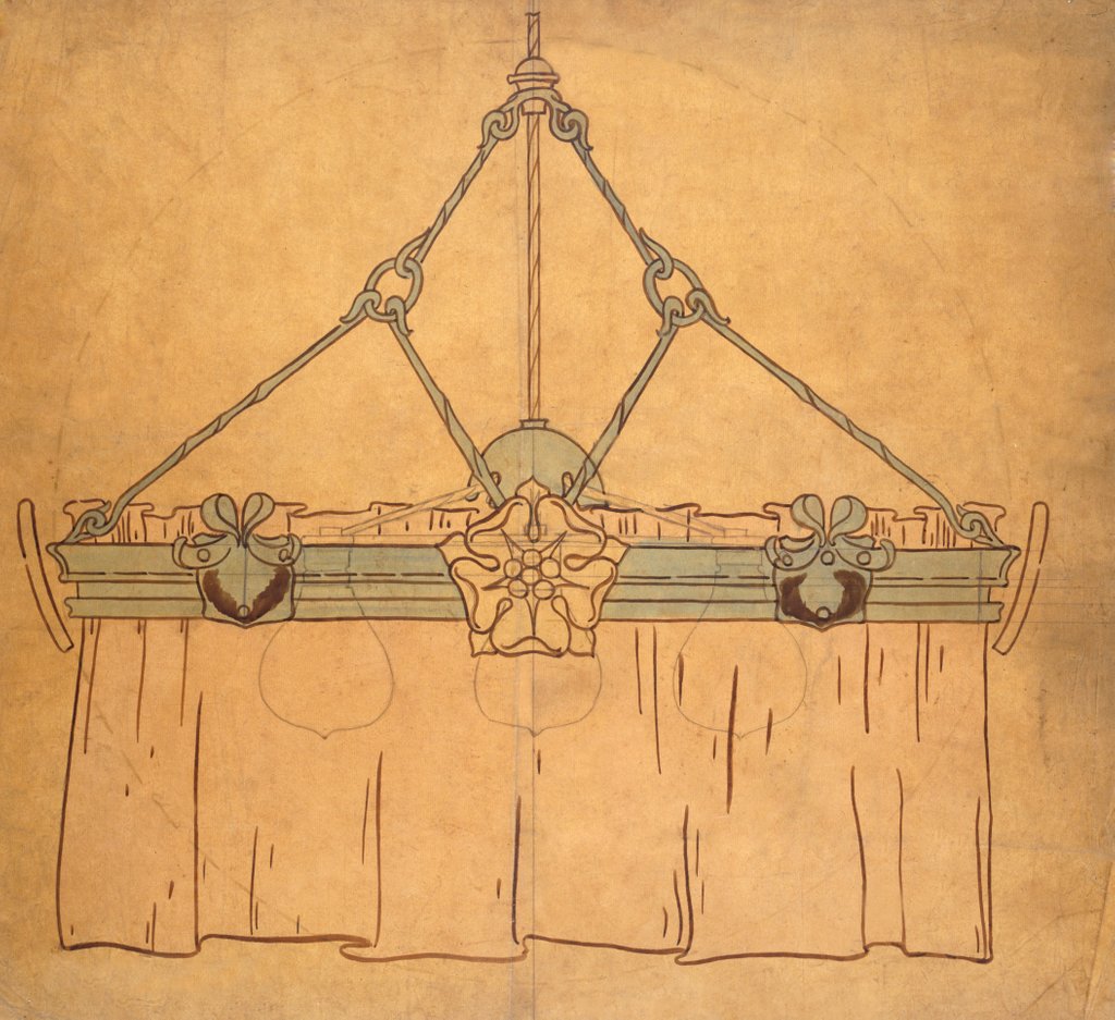 Detail of Design for an electric light for a dining room by Nelson Ethelred Dawson