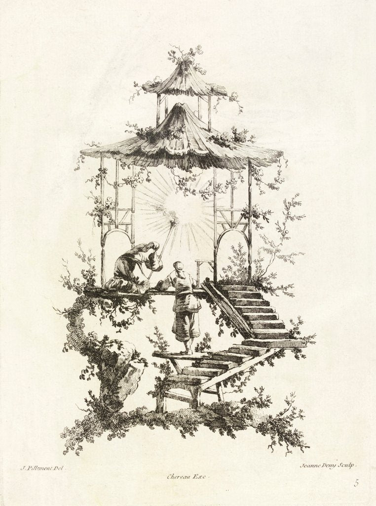 Detail of Page from Second Book of Six Chinese Huts by Jeanne Deny