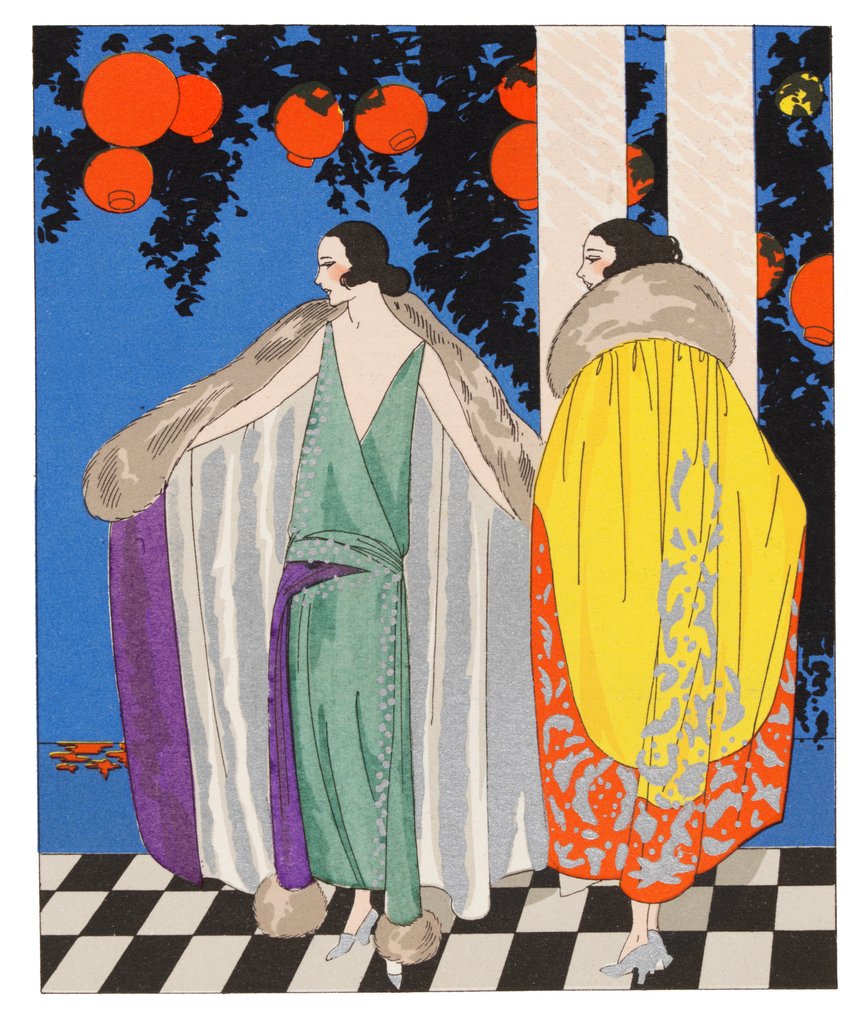 Detail of Fashion plate depicting two mantles by Anonymous