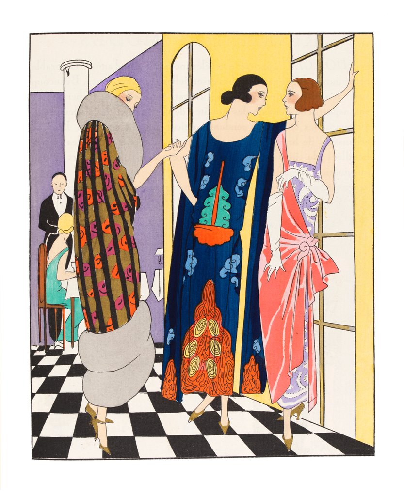 Detail of Fashion plate depicting a chat in a dinner party by Anonymous