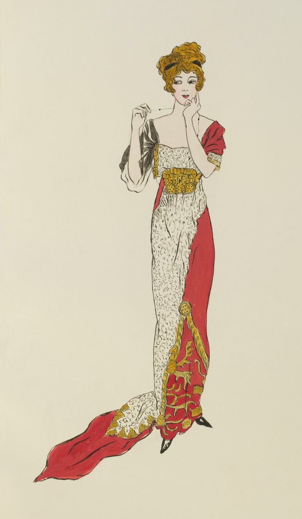 Detail of Design for summer evening dress by Jeanne Paquin