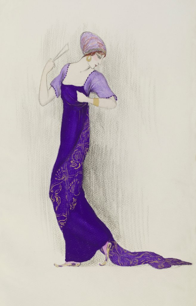 Detail of Design for winter evening dress by Jeanne Paquin