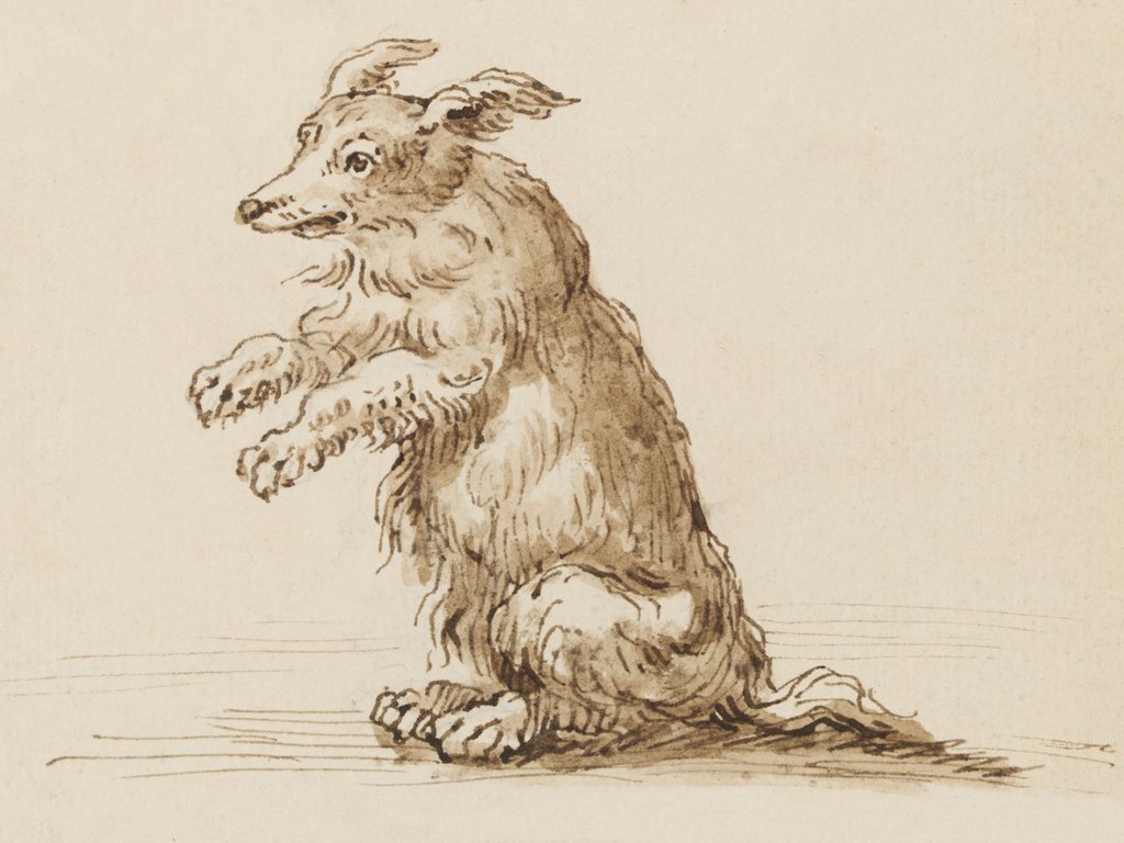 Detail of Study of a dog standing on his hind legs by William Kent