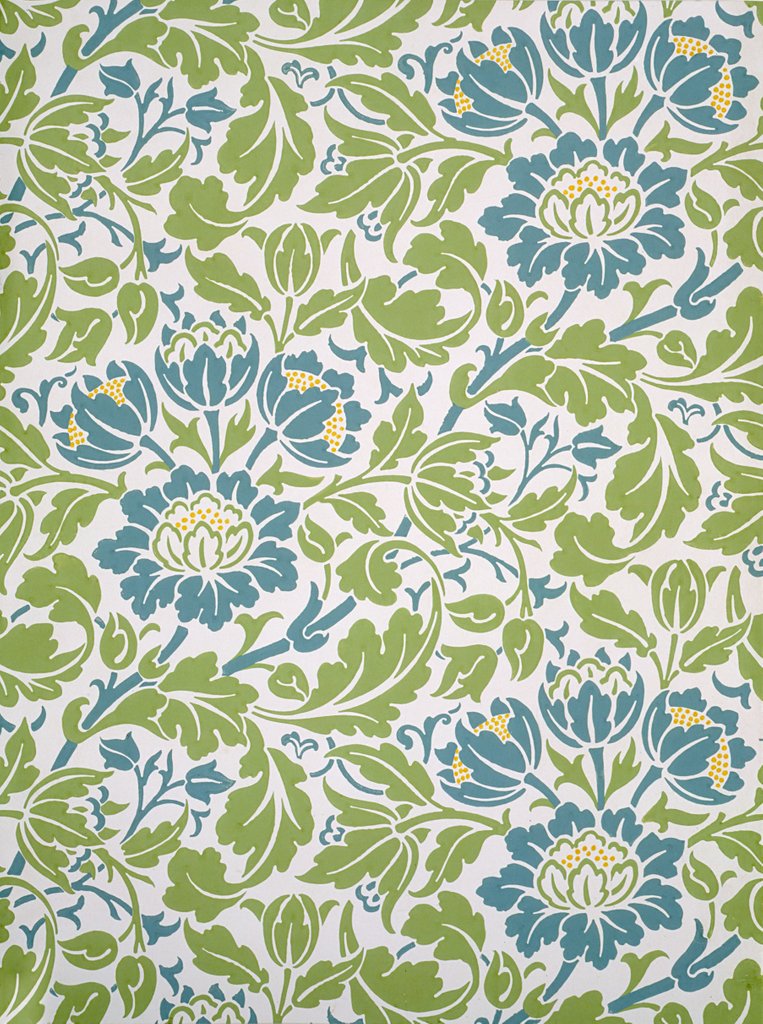 Detail of Flowering Scroll wallpaper by John Henry Dearle