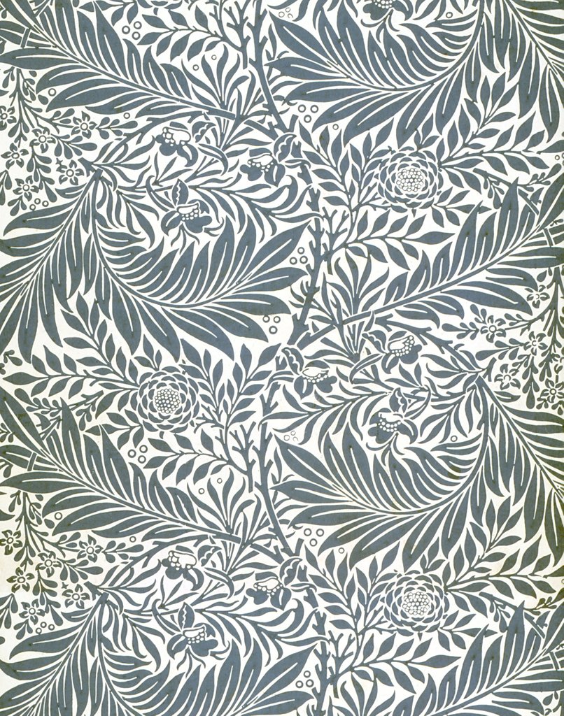 Detail of Larkspur wallpaper by William Morris