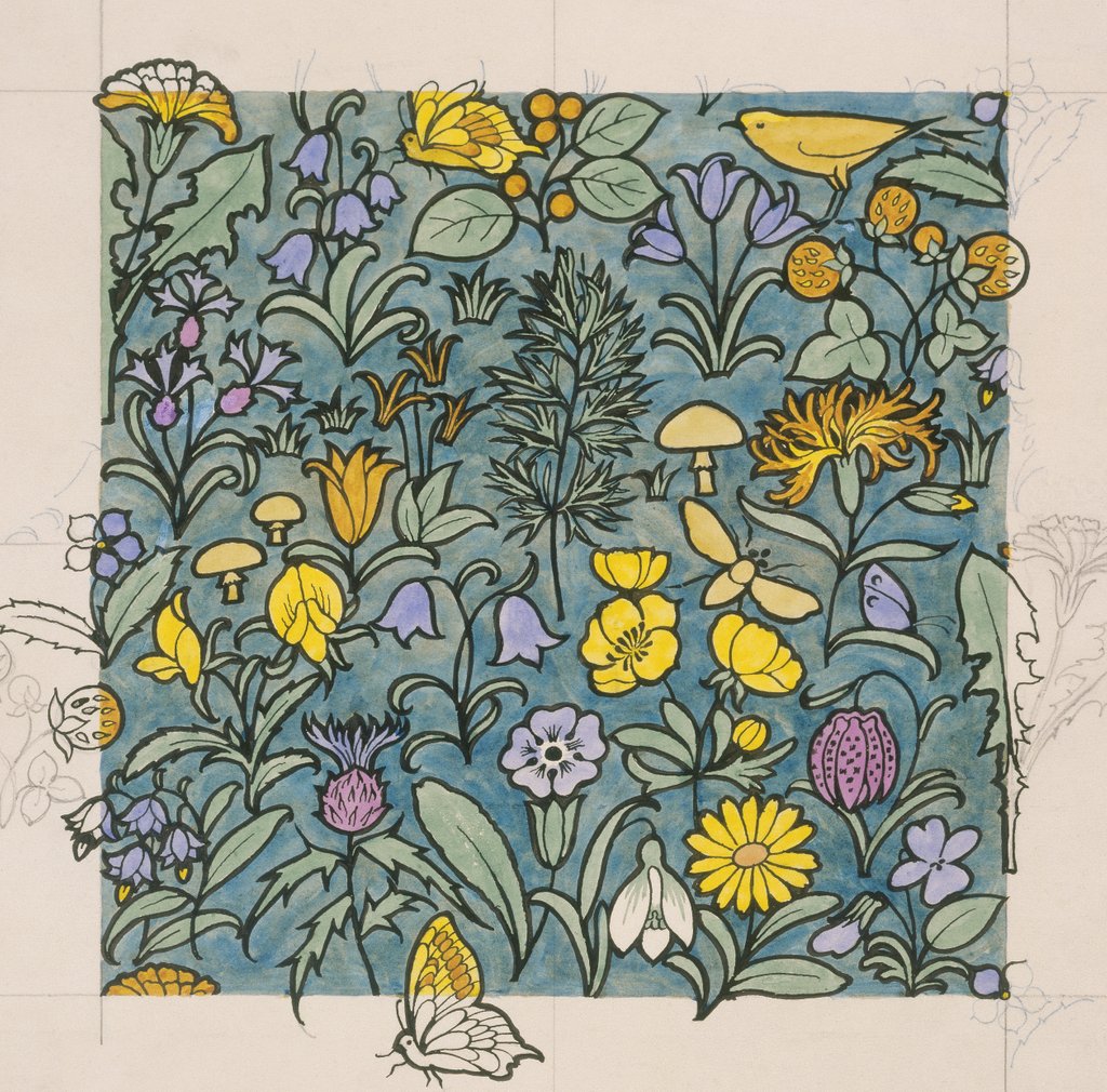 Detail of Design depicting a forest by Charles Francis Annesley Voysey