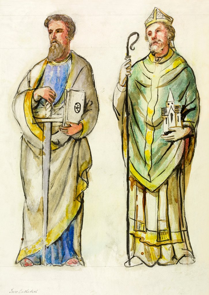 Detail of Truro Cathedral, detail of St Paul and another by William Burges