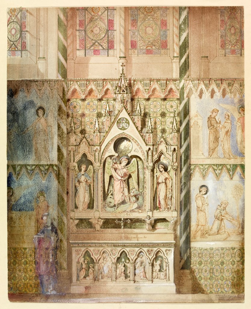 Detail of Truro Cathedral, elevation of an altar in the cathedral by William Burges