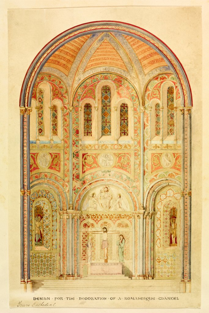 Detail of Truro Cathedral, view of the Romanesque Chancel by William Burges