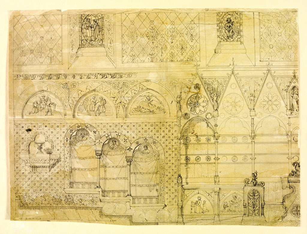 Detail of Truro Cathedral, detail of an interior wall by William Burges