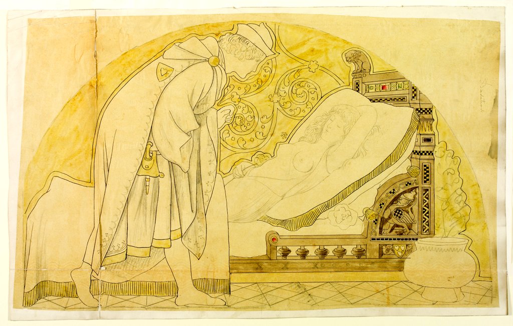 Detail of Design for a reading desk at Oxford made by Mr Walden by William Burges
