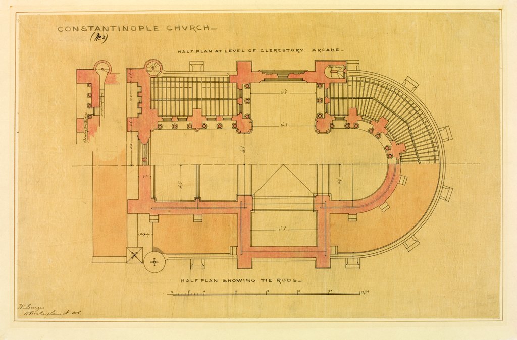 Detail of Constantinople Church, half plans by William Burges