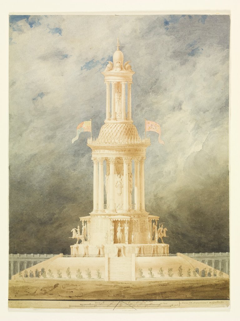 Detail of Design for a military monument celebrating British victory after the Battle of Waterloo by Joseph Michael Gandy