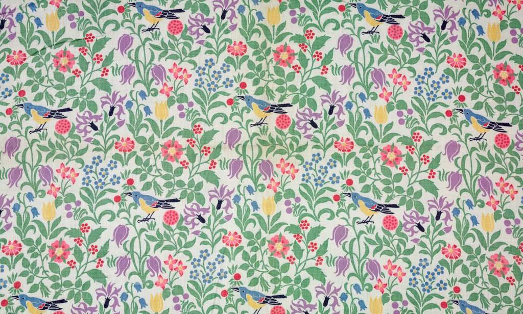 Detail of Pastoral furnishing fabric by C.F.A.Voysey