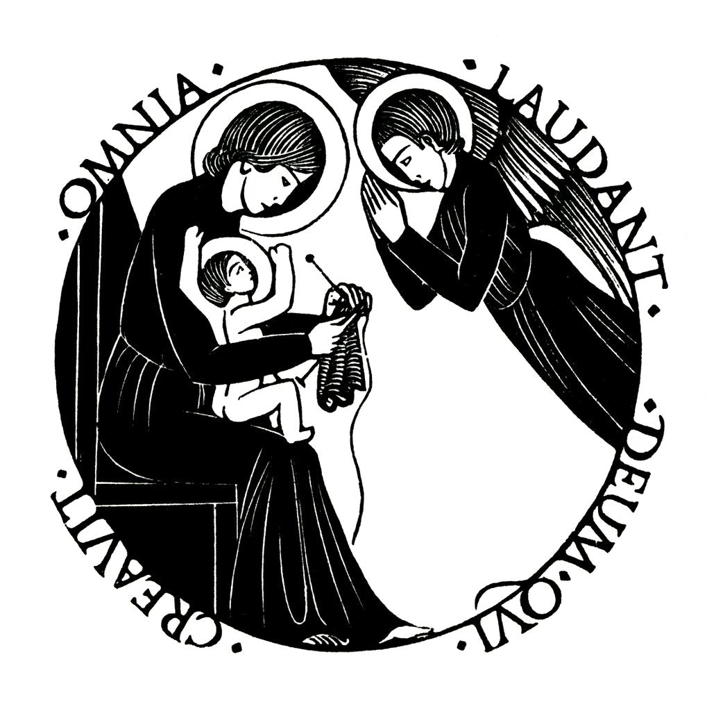 Detail of Madonna and Child with Angel: Madonna Knitting by Eric Gill