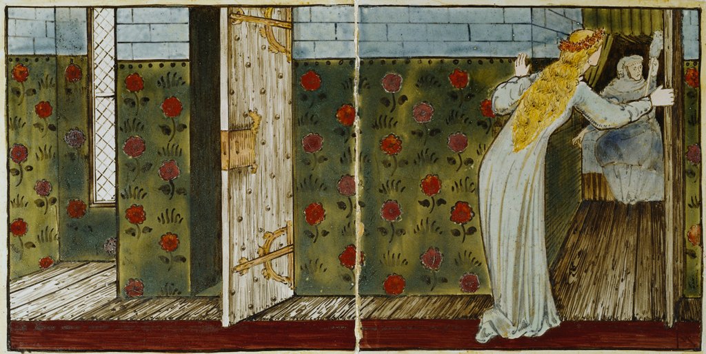 Detail of Sleeping Beauty tile panel by Edward Coley Burne-Jones