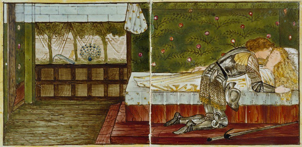 Detail of Sleeping Beauty tile panel by Edward Coley Burne-Jones