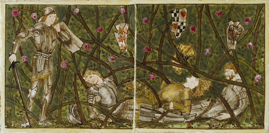 Detail of Sleeping Beauty tile panel by Edward Coley Burne-Jones