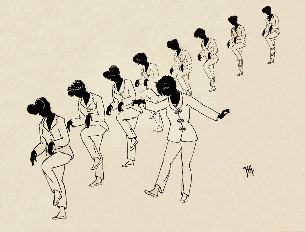 Detail of Silhouettes of nine female figures by Anonymous