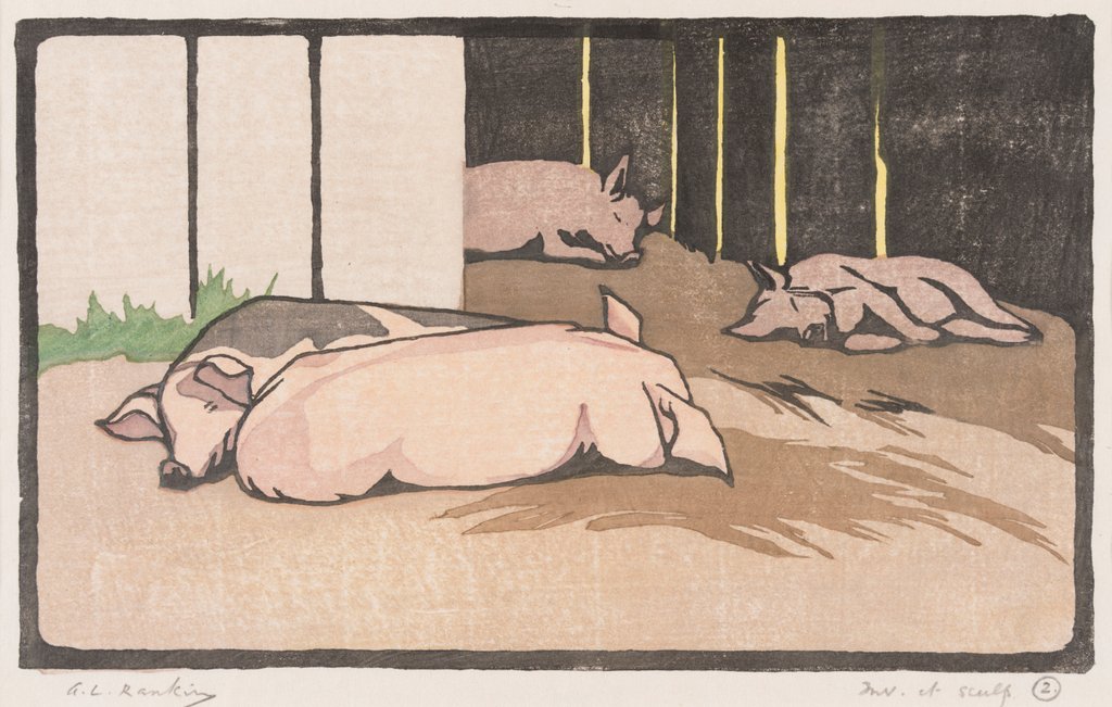 Detail of The Sleeping Pigs by Arabella Louisa Rankin