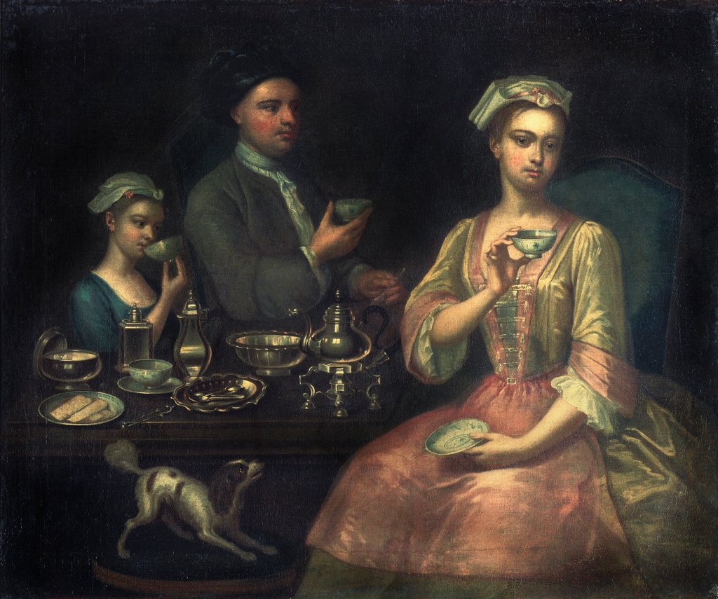 A Family of Three at Tea by Richard Collins