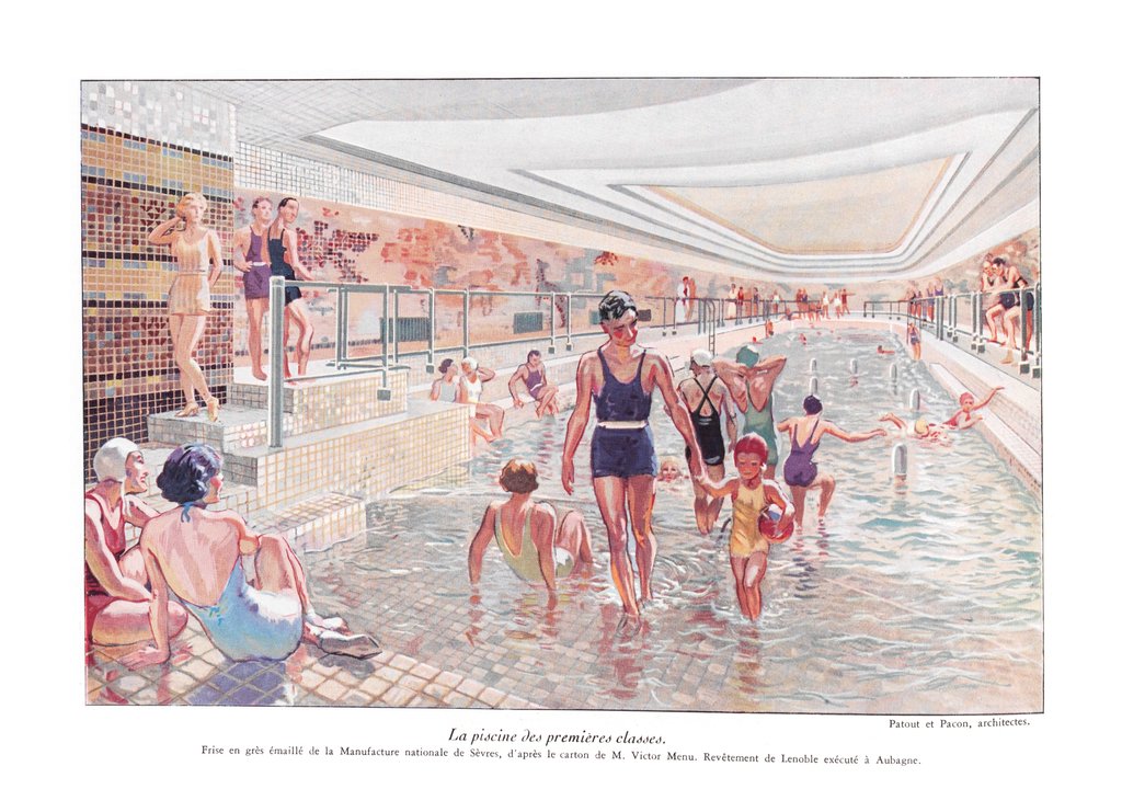 Detail of La piscine des premieres classes by M. Victor Menu
