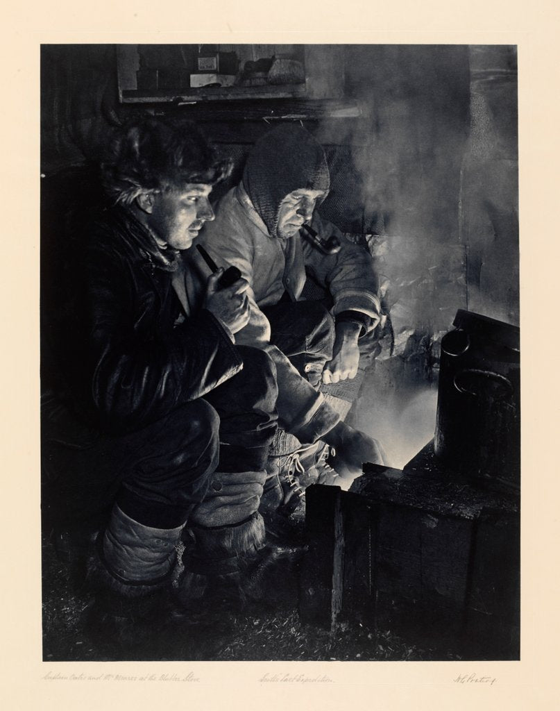 Detail of Captain Oates and Mr Meares at the Blubber Stove by Herbert George Ponting