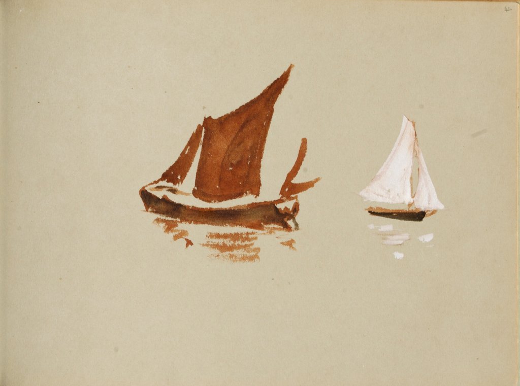 Detail of Brown and white sailboats by May Morris