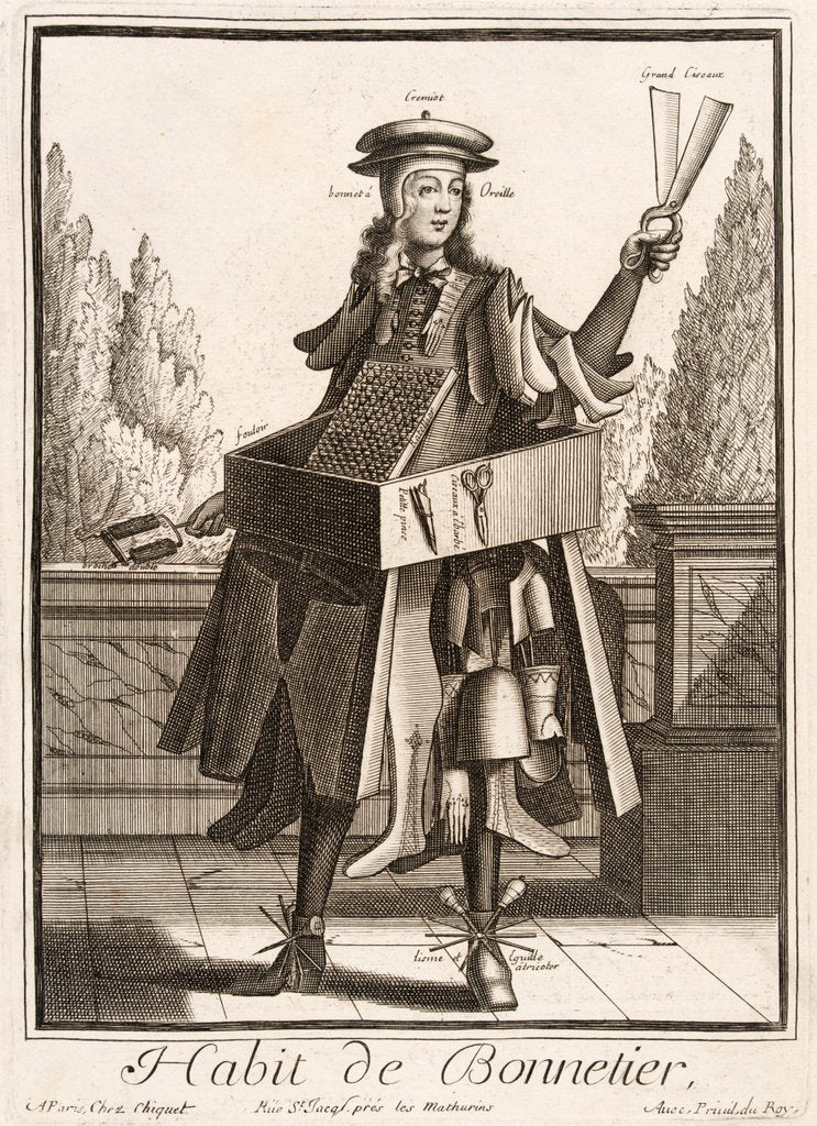 Detail of Habit de Bonnetier by Nicolas de Larmessin
