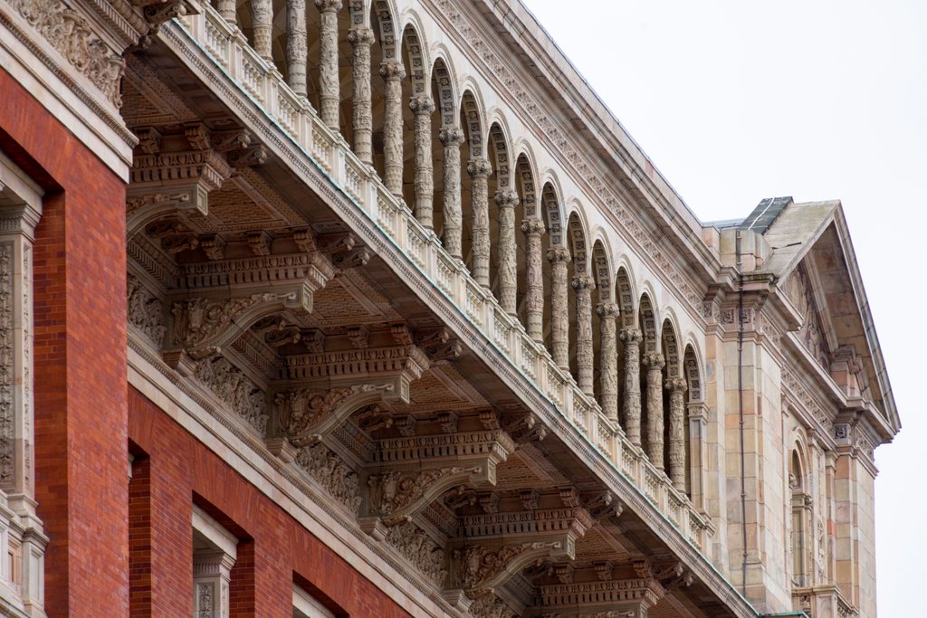 Detail of lThe upper loggia of the Henry Cole Wing of the V&A Museum by Anonymous