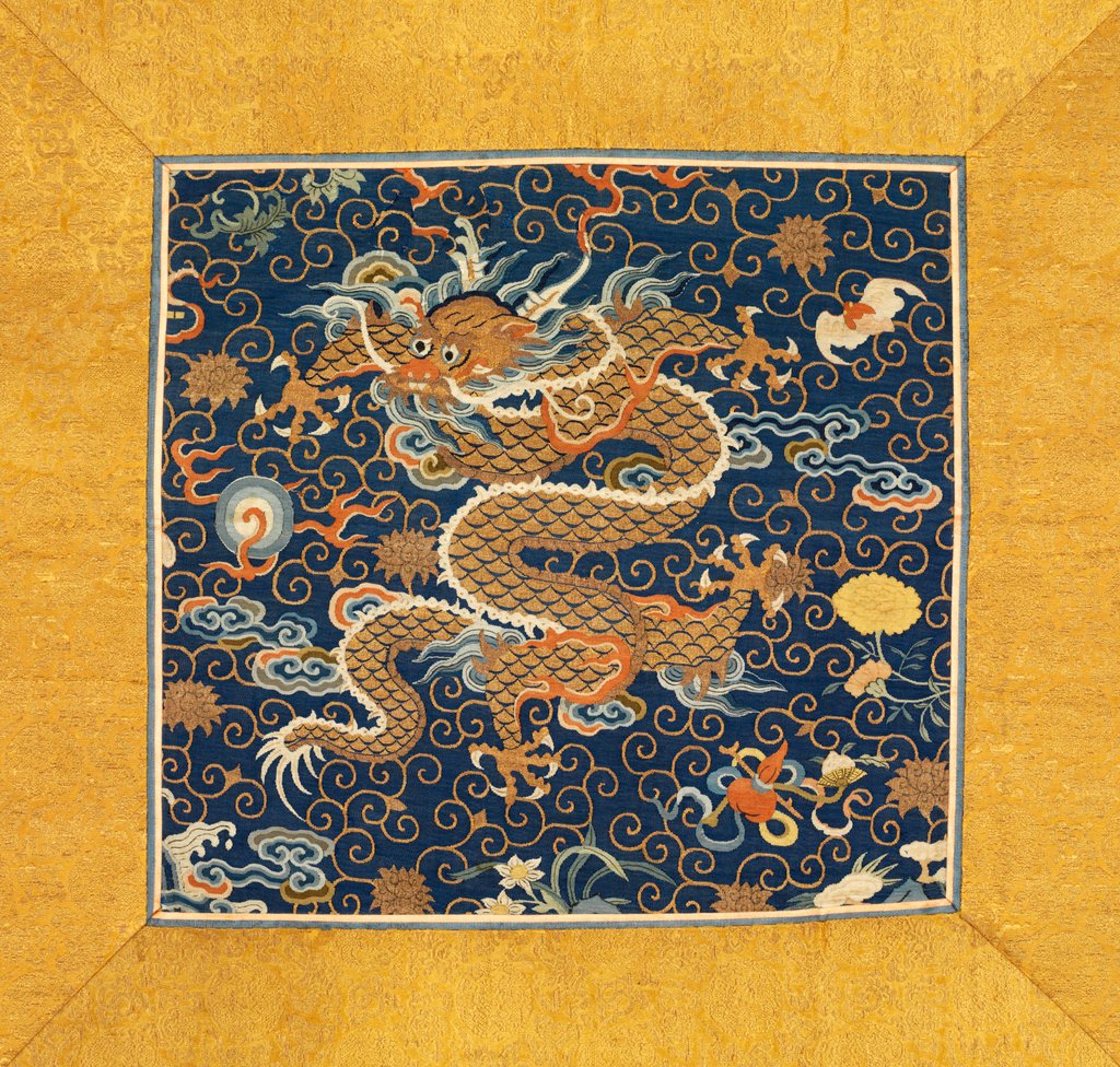 Detail of Dragon robe fragment with a gold border by Unknown
