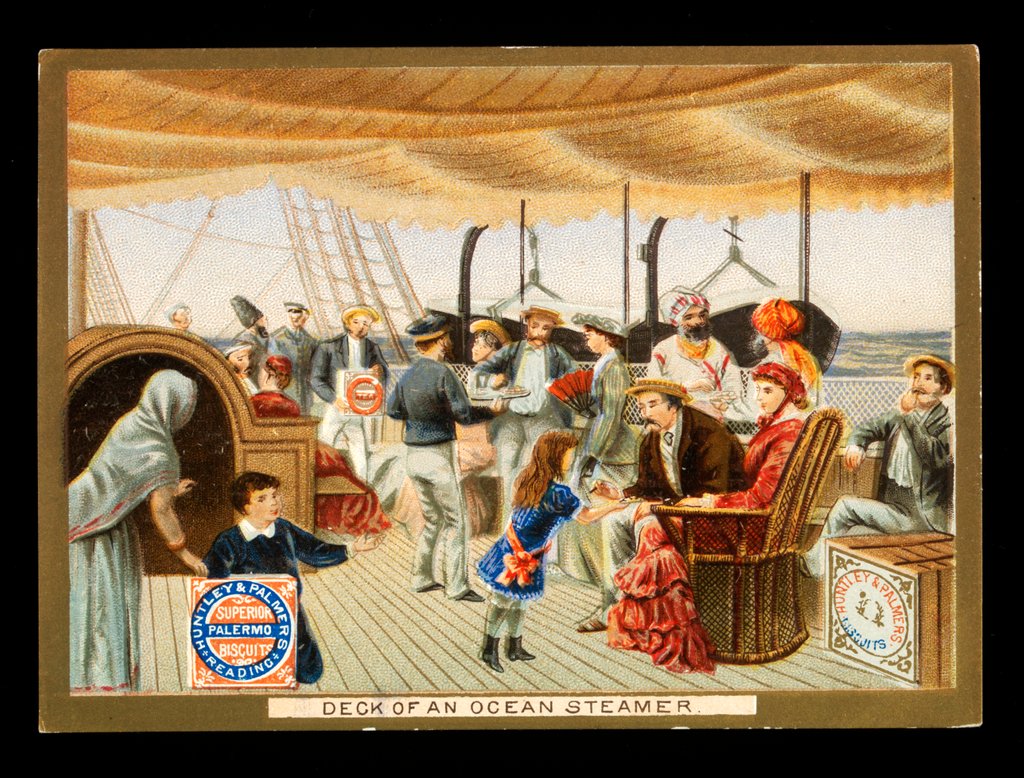 Detail of A social ocassion on the deck of an ocean steamer by Huntley and Palmers