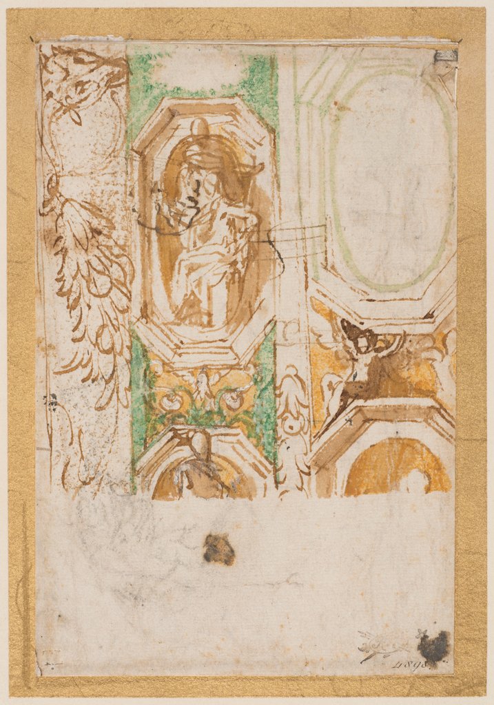 Detail of Sketch showing details of a decorative scheme for the eastern vault of the Madonna della Steccata, Parma by Parmigianino