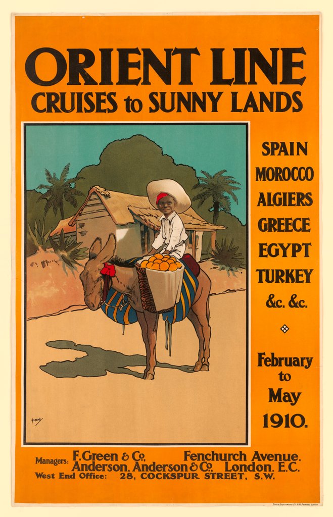 Detail of Orient Line Cruises to Sunny Lands, poster advertising the shipping company by John Hassall
